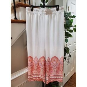 New Directions Women's White Polyester Comfort Waist Straight Fit Trouser Pant